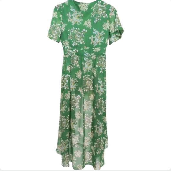 Revolve J.O.A. Floral Maxi Duster Kimono Romantic Deep V Green L - Picture 4 of 12